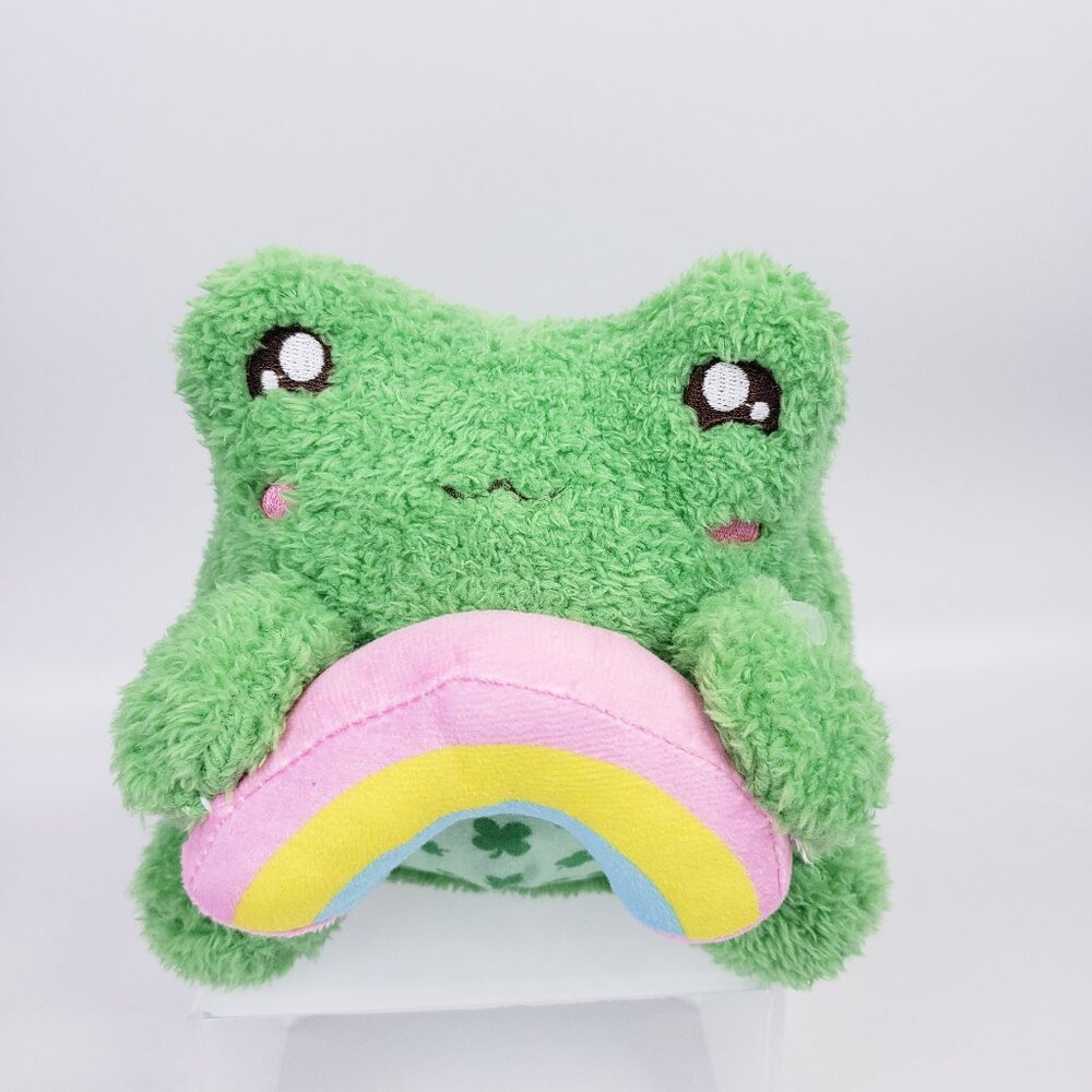 Cuddle Barn Lil Lucky Wawa Green Rainbow Frog Stuffed Plush Goals Kawaii